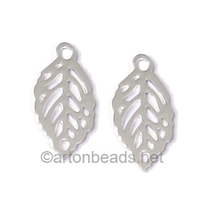 Filigree Stamping Charms-Leaf-925 Silver Plated-11x6mm-20 pcs