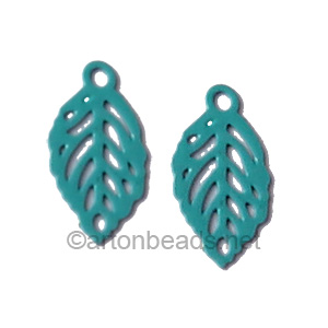 Filigree Stamping Charms-Leaf-Turquoise-11x6mm-20 pcs