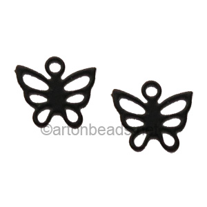 Filigree Stamping Charms-Butterfly-Pure Black-7mm-20pcs