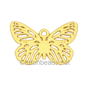 Filigree Stamping Charms-Butterfly-18K Gold Plated-10X15mm-10pc - Click Image to Close