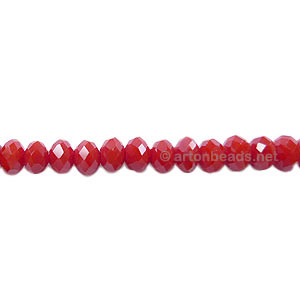 Dark Red Coral - 3x4mm Chinese Machine Cut Crystal A+