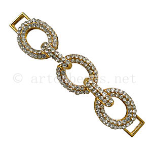 Chain Link With Crystal - 18k Gold Plated - 77x16mm - 1pc