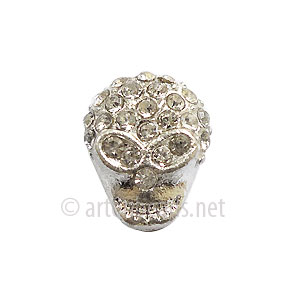 Shamballa Casting Skull Bead - 925 Silver Plated - 12mm - 3pcs