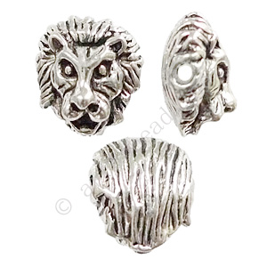 Lion Head - Antique Silver Plated - 11x12mm - 10pcs