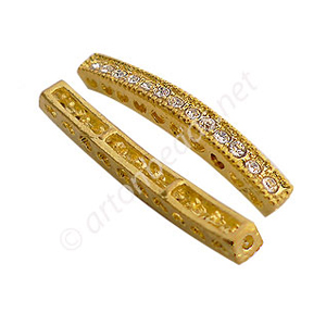 Shamballa Casting Tube With Crystal - 18k Gold Plated - 38mm
