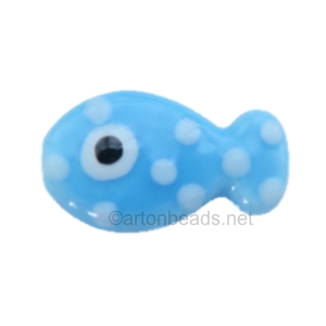 Ceramic Beads - Fish - 11X19mm - 7pcs - Sky Blue