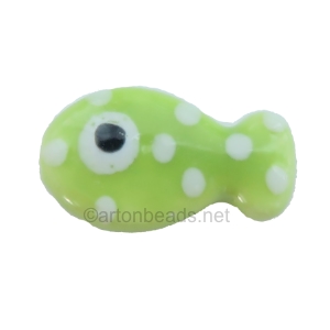 Ceramic Beads - Fish - 11X19mm - 7pcs - Olive Green