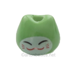 Ceramic Beads - Cat - 8X10mm - 16pcs - Green