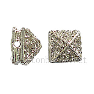 Spike With Crystal - 925 Silver Plated - 11x8.6mm - 4pcs