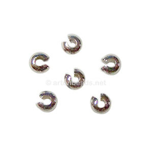 Crimp Cover - White Gold Plated - 4mm - 50pcs