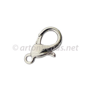 Brass Base Lobster Clasp - White Gold Plated - 18mm - 4pcs