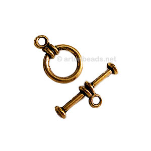 !Toggle Clasp - Antique gold plated - 10mm - 10 Sets - Click Image to Close