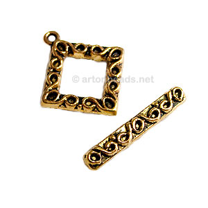 Toggle Clasp - Antique gold plated - 24x21mm - 5 Sets