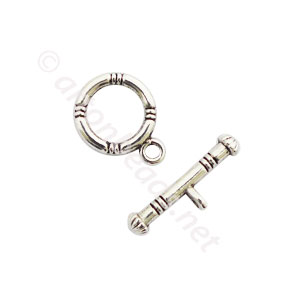 Toggle Clasp - Antique Silver Plated - 12.2mm - 10 Sets