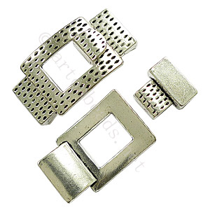 Glue End Clasp - Antique Silver Plated - ID 2x16mm - 2 Sets