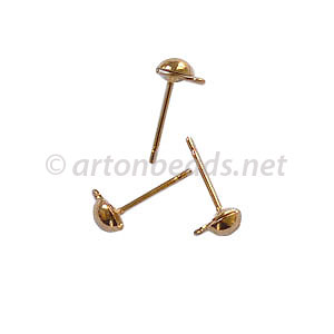 Earring Post - 18k gold plated - 4mm - 50pcs