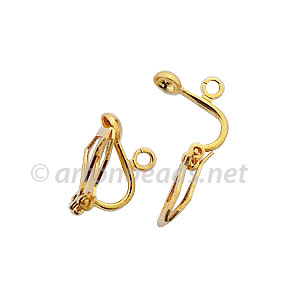 Clip On Earring - 18k Gold Plated - 13x8.7mm - 10pcs
