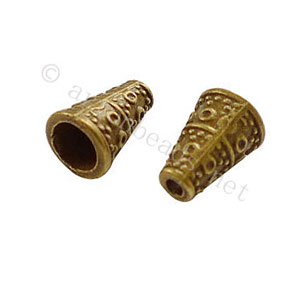 Bead Cone - Antique Brass Plated - 10.5x7mm - 15pcs