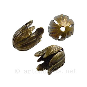 Bead Cone - Antique Brass Plated - 17x15mm - 2pcs