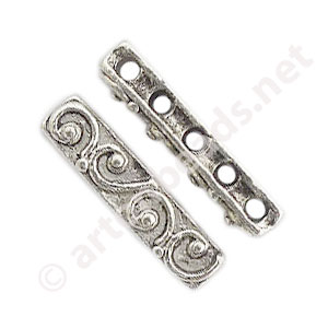 Divider - Antique Silver Plated - 5 Holes - 19.8x4.4mm - 8pcs