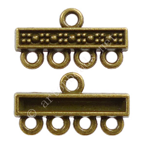 Multi-Strand End Bar- Antique Brass Plated -4 Holes-22.3x12mm