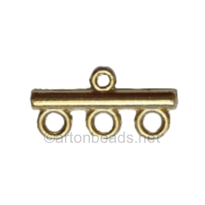 Multi-Strand End Bar - 18k Gold Plated - 3 Holes - 11x22mm