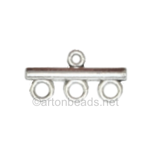Multi-Strand End Bar - White Gold Plated - 3 Holes-11x22mm