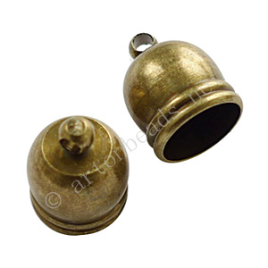 Glue-On Bellcap - Antique Brass Plated - ID 8.5mm - 12pcs