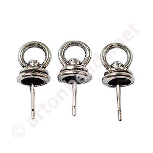 Up Eye (Glue-on Bail) - Antique Silver Plated - 7.4x9mm - 4pcs