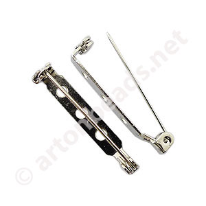 Brooch Pin - White Gold Plated - 32mm - 100pcs
