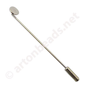 *Stick Pin with Pad - White Gold Plated - 60mm - 4pcs