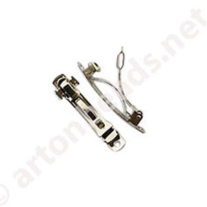 Hair Clip - White Gold Plated - 50mm - 7pcs
