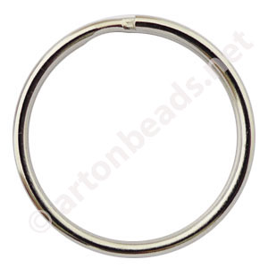 *Key Ring - White Gold Plated - 30mm - 10pcs