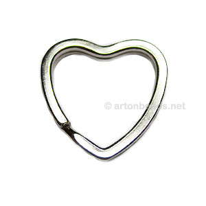 Key Ring - White Gold Plated - 30mm - 10pcs