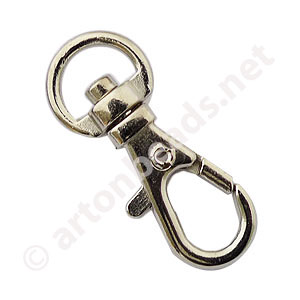 Key Chain / Clasp - White Gold Plated - 32mm - 10pcs