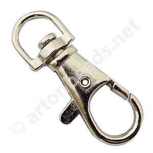 Key Chain / Clasp - White Gold Plated - 38mm - 8pcs