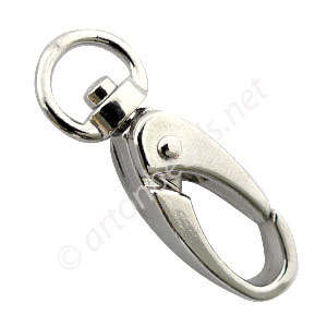 Key Chain / Clasp - White Gold Plated - 11x37mm - 6pcs