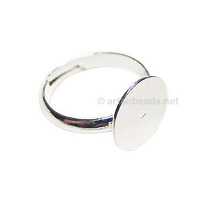 *Ring Base 925 Silver Plated - Adjustable - 12mm - 5pcs