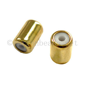 Stopper with Rubber - 18k Gold Plated - ID 1.2mm - 10pcs