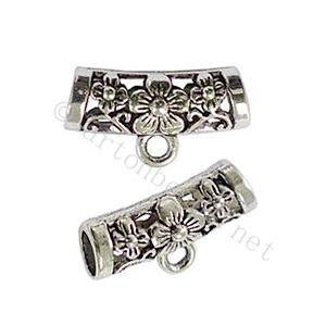 Tube With Loop - Antique Silver Plated - ID 4.6mm - 4pcs