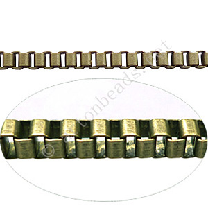 Chain(Box3.0A) - Antique brass Plated - 3x3mm - 1m