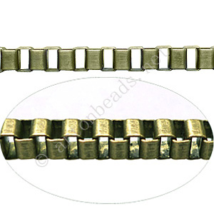 Chain(Box4.0A) - Antique brass Plated - 4x4mm - 1m