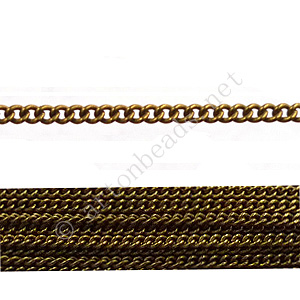 *Colored Metal Chain(160SF) - Antique Brass Plated - 2x2mm - 2m