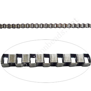 Chain(Box2.0) - Antique Silver Plated - 2x2mm - 1m
