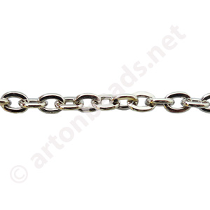 Link Chain(#210F) - White Gold Plated - 3.98x5.44mm - 25F