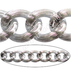 Aluminum Chain(#3) - 925 Silver Plated - 17.6x21.3mm - 1M
