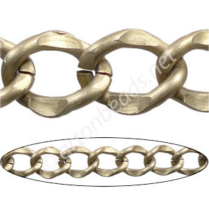 Aluminum Chain(#19) - Matte Antique Brass Plated - 15.4x20mm-1M