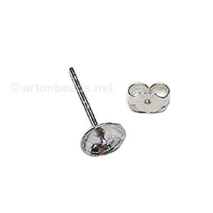 925 Silver Filled Earring Post - - Cup Stud - 6mm - 6pcs