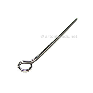 Eye Pin - White Gold Plated - 25mm - 500pcs - Click Image to Close