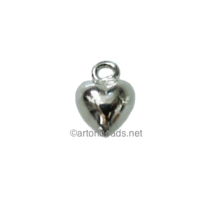 Sterling Silver Charm - Puff Heart - 8X6mm - 2pc